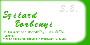 szilard borbenyi business card